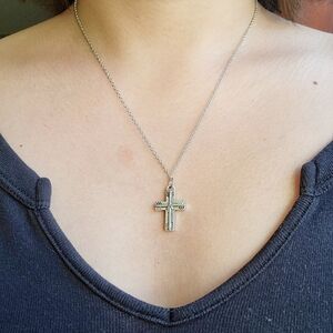 Classic Ornate Silver Cross Necklace